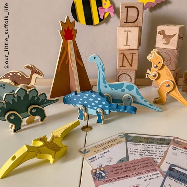 Wooden Toy Dinosaur Playset - Image 2