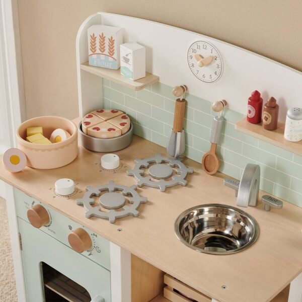 Let's Bake Wooden Play Kitchen Set, Mint - Image 2